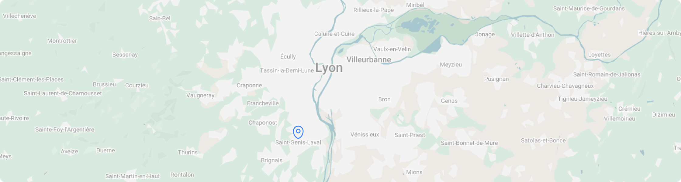 Carte avec un pointer sur la ville de Lyon